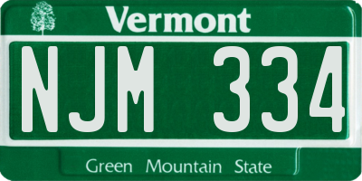 VT license plate NJM334