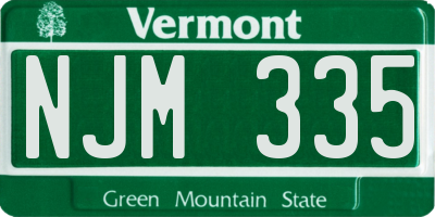VT license plate NJM335