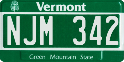 VT license plate NJM342