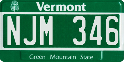 VT license plate NJM346