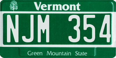 VT license plate NJM354