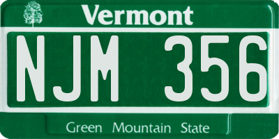 VT license plate NJM356