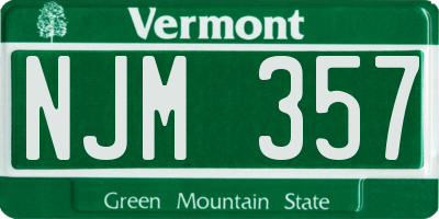 VT license plate NJM357