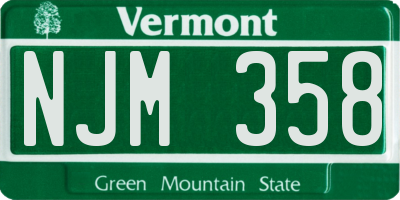 VT license plate NJM358