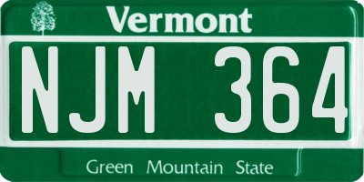 VT license plate NJM364