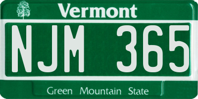 VT license plate NJM365