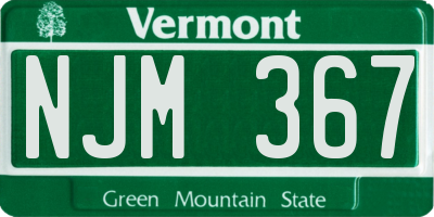 VT license plate NJM367