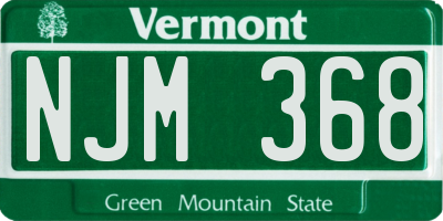 VT license plate NJM368
