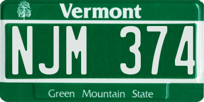 VT license plate NJM374