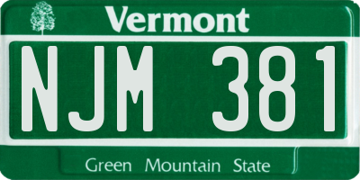 VT license plate NJM381