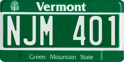 VT license plate NJM401