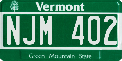 VT license plate NJM402