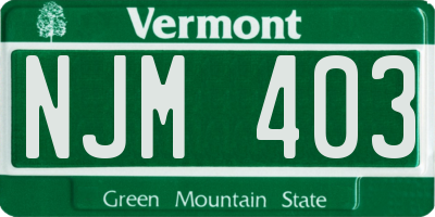 VT license plate NJM403