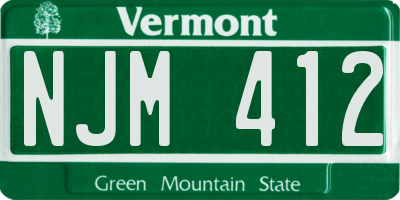 VT license plate NJM412