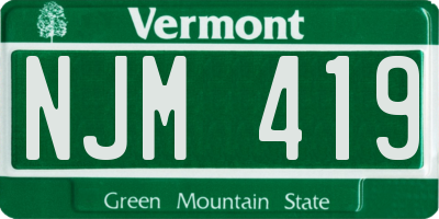 VT license plate NJM419
