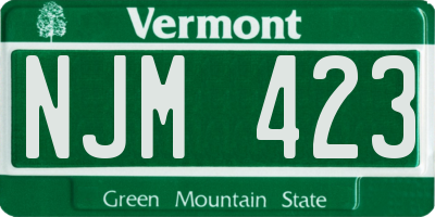 VT license plate NJM423