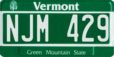 VT license plate NJM429