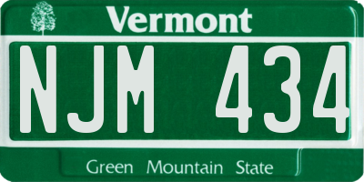 VT license plate NJM434