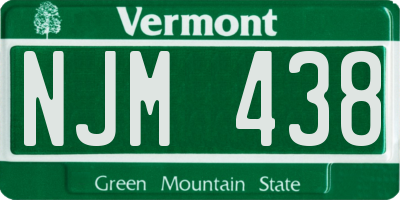 VT license plate NJM438