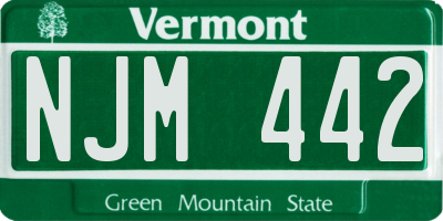 VT license plate NJM442