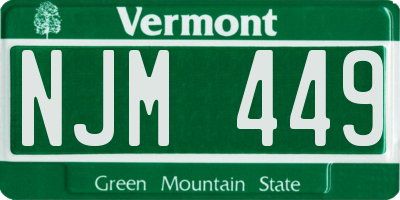 VT license plate NJM449
