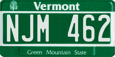 VT license plate NJM462