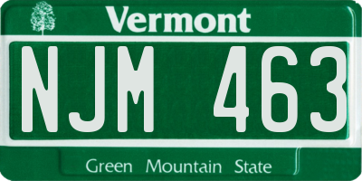 VT license plate NJM463