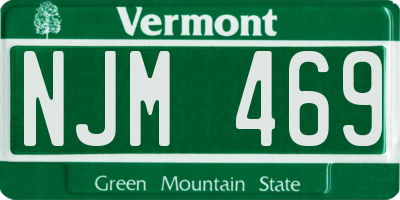 VT license plate NJM469