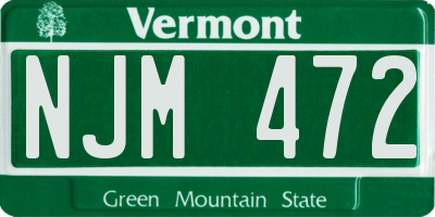 VT license plate NJM472
