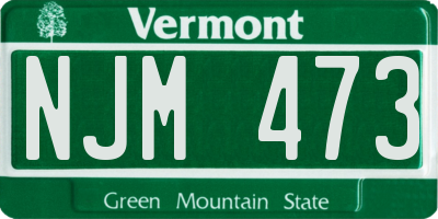 VT license plate NJM473