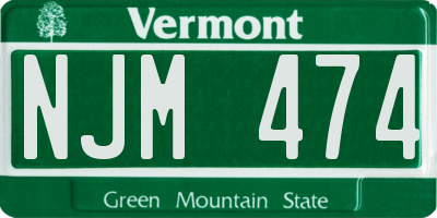 VT license plate NJM474