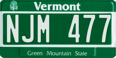 VT license plate NJM477