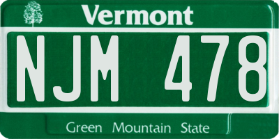 VT license plate NJM478