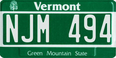 VT license plate NJM494