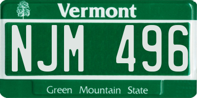 VT license plate NJM496