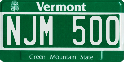 VT license plate NJM500