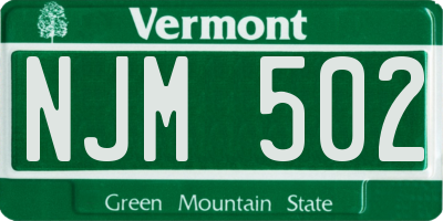 VT license plate NJM502