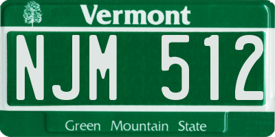 VT license plate NJM512