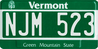 VT license plate NJM523