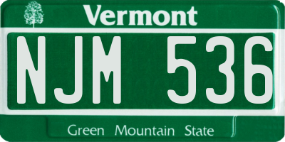 VT license plate NJM536