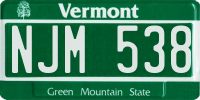 VT license plate NJM538