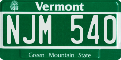 VT license plate NJM540