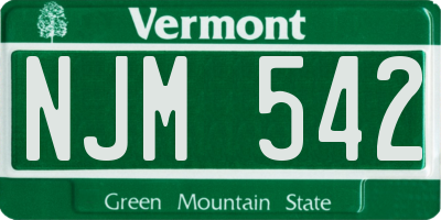 VT license plate NJM542
