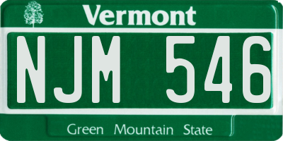 VT license plate NJM546
