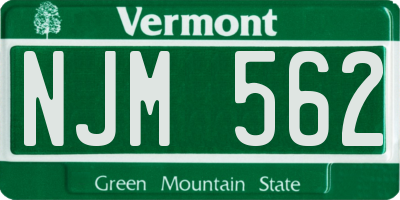 VT license plate NJM562