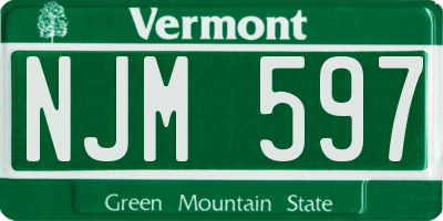 VT license plate NJM597