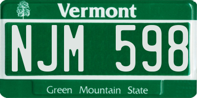 VT license plate NJM598