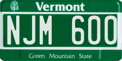 VT license plate NJM600