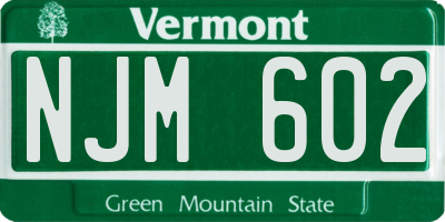 VT license plate NJM602