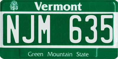 VT license plate NJM635